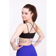 Топ короткий с чашками бретели накрест чёрный, фото 1