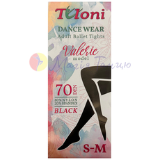 Колготи для танців хореографії балету гімнастики Tuloni чорні 70 den ТО4004, фото 1