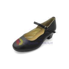 Туфлі для народних танців на пдборі блок чорні, фото 1