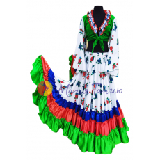 Циганський костюм зелений з білим, синім, червоним, фото 1