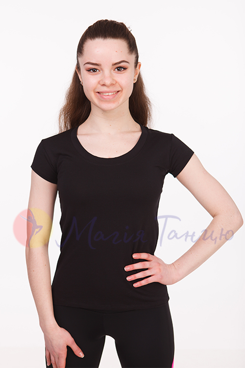 Футболка із бавовни жіноча чорна, фото 2