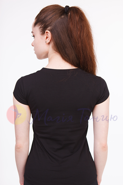 Футболка із бавовни жіноча чорна, фото 3