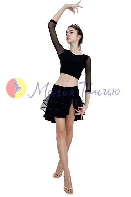 Блуза для латини з рукавами-сіткою, фото 7