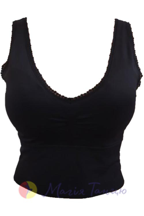 Топ короткий чорний бретелі-майка подовжений L-XL, фото 2