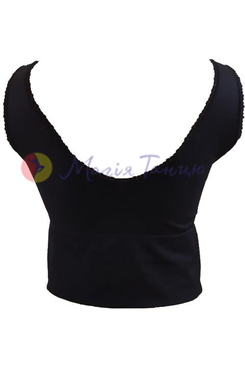 Топ короткий чорний бретелі-майка подовжений L-XL, фото 3