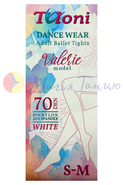 Колготи для танців Tuloni білі 70 den ТО4005, фото 1