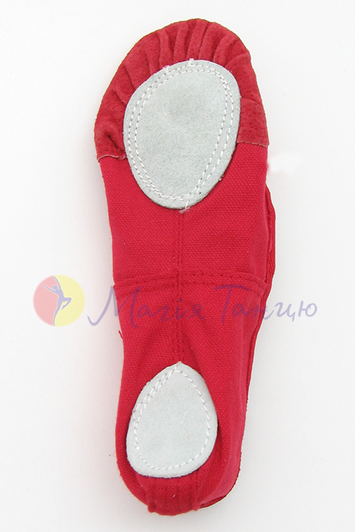 Балетки зі шкіряною вставкою червоні для танців та хореографії, фото 2