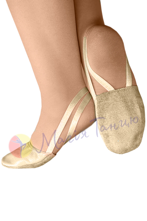 получешки для гимнастики бежевые кожа, фото 2