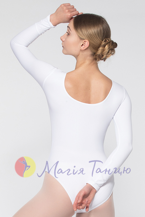 Купальник трико для танців чорного кольору з довгим рукавом, фото 2