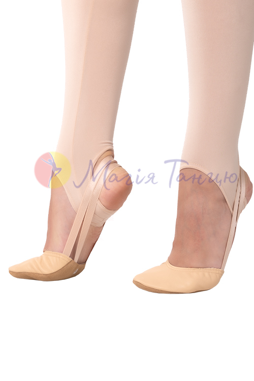 Получешки для танців та гімнастики шкіряні бежеві, фото 3