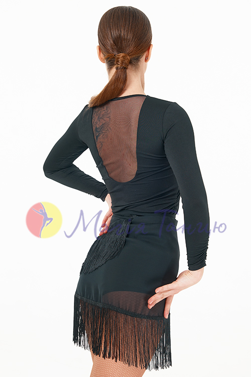 Бдуза для бальних танців чорна з сіткою на спині, фото 2