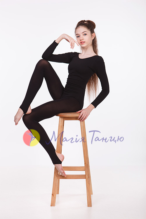 Трико-колготки для танців чорні, фото 2