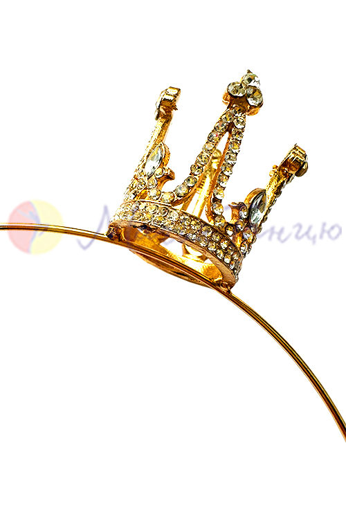 Обідок золотий Корона зі стразами, фото 2