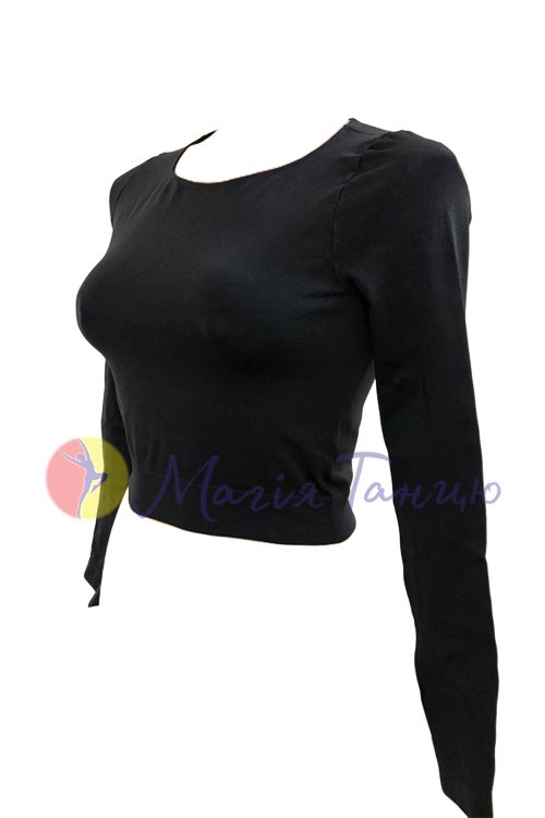 Кроп-топ безшовний чорний з довгим рукавом Giulia (Україна), фото 2