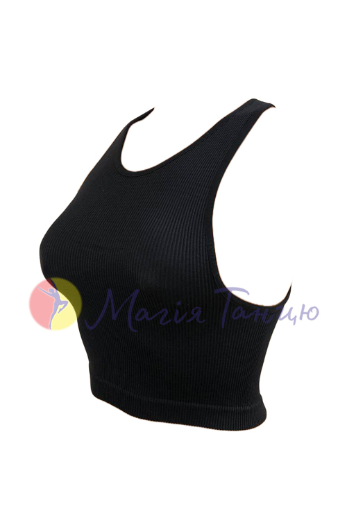 Топ-борцівка безшовний чорний в рубчик, Giulia, фото 2
